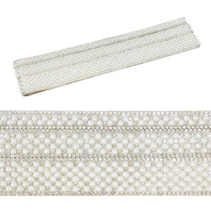 Wrapables 3 Yards Self Adhesive Pearl and Crystal Rhinestone Ribbons, Tape Strips Trim for DIY Crafts Wedding Party Decoration (Set of 3) - 1 of 4