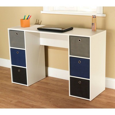 Jolie 6 Bins Writing Desk with Bookcase White/Dark Blue - Buylateral