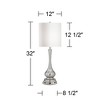 Possini Euro Design Modern Table Lamp 32" Tall Brushed Nickel with USB and AC Power Outlet Workstation Base White Shade for Bedroom Living Room House - 4 of 4