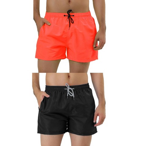 Lars Amadeus Men's Solid Summer Drawstring Waist Lightweight Swimming Trunks 2 Packs Light Green/Orange 36