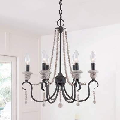 Bella Depot 6-Light Wood Ceiling Light Adjustable Pendant Light Farmhouse Chandelier