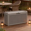 Gulches 60GAL 227L Outdoor Storage Deck Box Light Coffee Rattan Grain Effect Lockable Weatherproof Resin for Patio Garden Backyard - 4 of 4