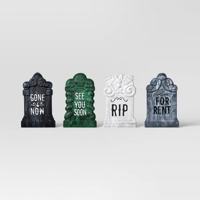 4pk 17" Tombstones Halloween Decorative Prop Marbled Colors - Hyde and EEK! Boutique™