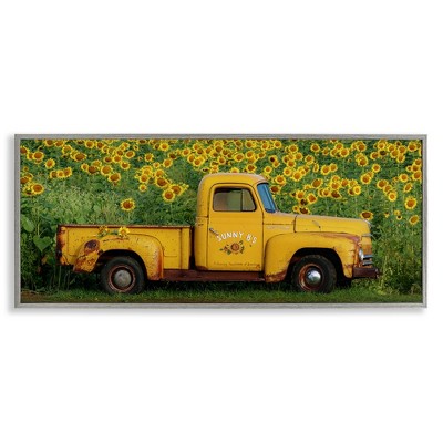 Stupell Industries Yellow Pickup in Sunflower Field, 30" x 13"