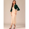Allegra K Women's Velvet Shrug 3/4 Sleeve Open Front Ruffled Cropped Cardigan - 4 of 4
