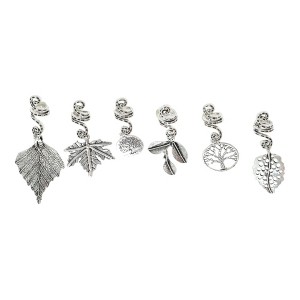 Unique Bargains Leaf Shape Hair Cuffs Dreadlock Silver Tone 6 Pcs - 1 of 4