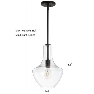 Watts 10.5" Clear Glass and Bronze LED Pendant Light