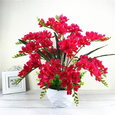 2pcs 9-bundles Phalaenopsis Artificial Flowers Bouquets Uv-resistant Fake Flowers For Home Living Room Decor