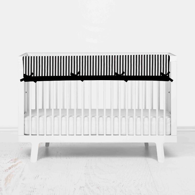 Bacati - Dots Stripes Black/White 6 pc Crib Bedding Set with Long Rail Guard Cover, 3 of 12