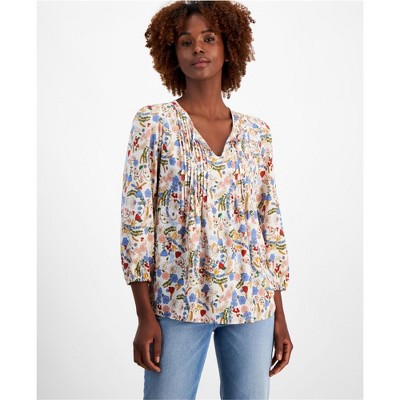 Tommy Hilfiger Womens Floral Peasant Blouse, Multicoloured, X-Small