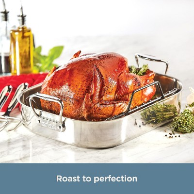 16-Inch Stainless Steel Non-Stick Roasting Pan with Rack