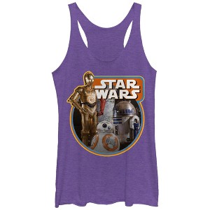 Women's Star Wars The Force Awakens Retro Droids Racerback Tank Top - 1 of 3