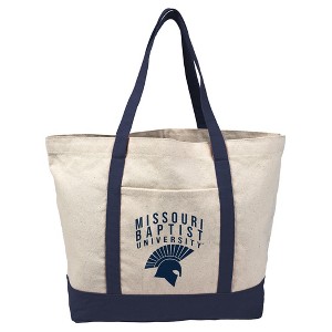 Missouri Baptist University Primary Logo Canvas Tote Bag With External Pocket, Reusable Shoulder Bag for Shopping, School, Beach - 1 of 4