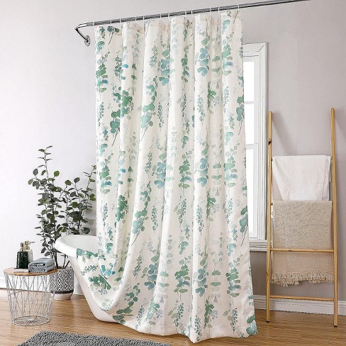 Blue & Green Floral Custom Shower Curtain