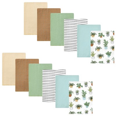 Image of Hudson Baby Cotton Flannel Burp Cloths Bundle, Plants, One Size
