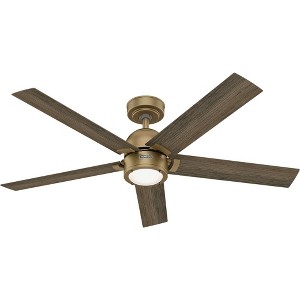 Hunter Fans 52" Erling Ceiling Fan Luxe Gold with Integrated Light Kit and 5 Warm Grey Oak Blades - 1 of 1