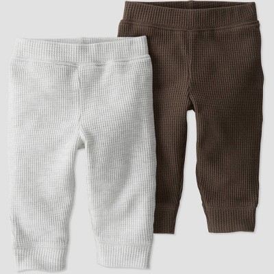 Image of Baby Boys' 2pk Organic Cotton Bear Pull-On Pants - little planet by carter's Brown/Gray 3M