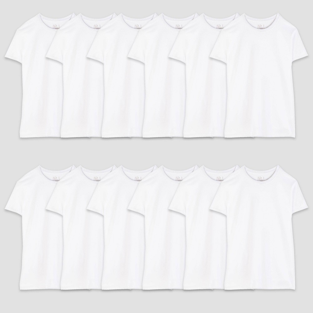 Fruit of the Loom Men's 12pk Crew Neck Short Sleeve T-Shirt - White S