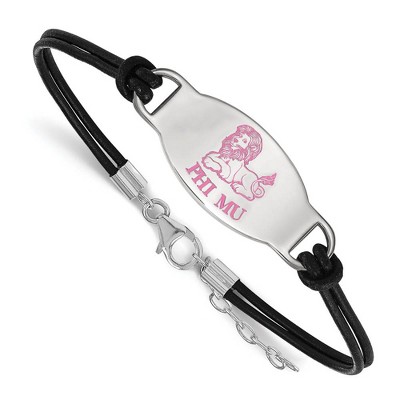 Black Bow Jewelry Sterling Silver Phi Mu Greek Life Strand Bracelet 7 Inch