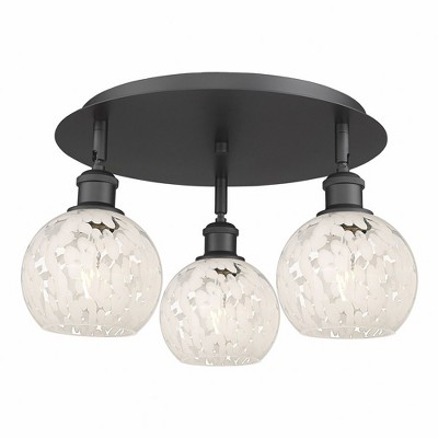 White Mouchette - 3 Light Flush Mount In Modern Style-9 Inches Tall and 17.75 Inches Wide