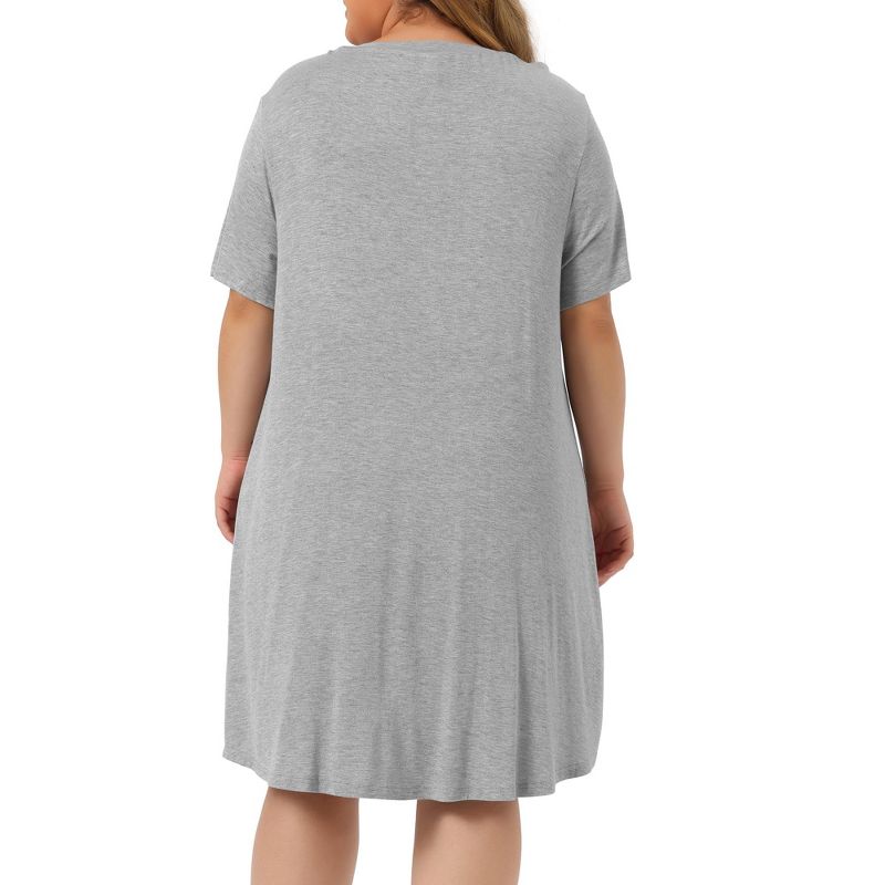 Agnes Orinda Women's Plus Size Comfort Solid Short Sleeve Nightgown, 4 of 6