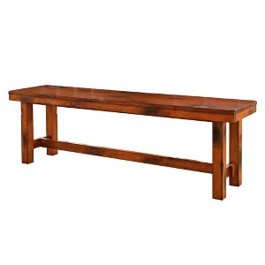 60" Distressed Dark Oak Wood Bench - Saracina Home: Sturdy Seating for Entryway, Kitchen - 1 of 4