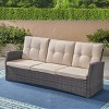 GDFStudio Nikki Outdoor Wicker 3 Seater Sofa with Tufted Cushions - 3 of 4