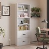 Karl Home White Display Cabinet with 4-layer 2-drawer 2 USB 2 Outlet 70.86in.H - 2 of 4