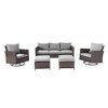Sonkuki 5-Piece Patio Conversation Set with Swivel Rocking Chair, Navy Blue Cushion - 2 of 4