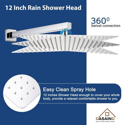 Chrome Large Square Multi-Head Wall Mounted Shower System