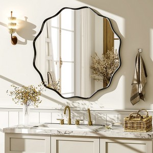BEAUTYPEAK Wavy Round Aluminum Framed Bathroom Vanity Mirrors - 1 of 4