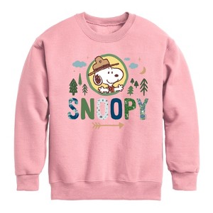 Boys' - Peanuts - Ranger Snoopy Graphic Long Sleeve Fleece Sweatshirt - 1 of 4