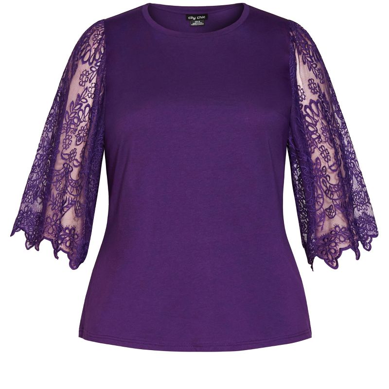 Women's Plus Size  Embroidered Angel Top - petunia | CITY CHIC, 3 of 4