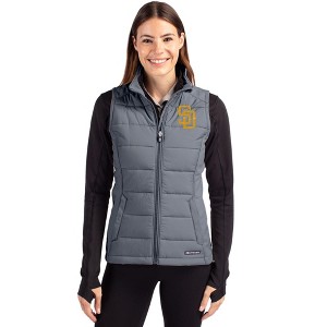 San Diego Padres Cutter & Buck Evoke Hybrid Softshell Recycled Womens Full Zip Vest - 1 of 1
