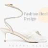 Perphy Women's Mesh Bow Lace Up Rhinestones Strap Kitten Heel Sandals - 4 of 4