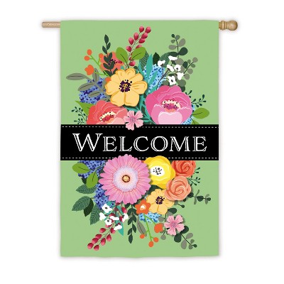 Evergreen Flag Spring Floral Swag Welcome House Linen Flag