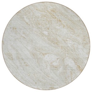 Ivory Beige And Tan Abstract Washable Indoor Outdoor Area Rug - 1 of 4