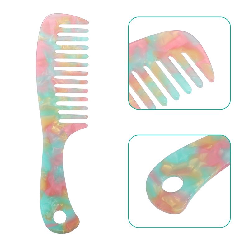 Unique Bargains Anti-Static Hair Detangling Comb Wide Tooth for Thick Curly Hair Comb For Wet and Dry Multicolor 1 Pcs, 3 of 7