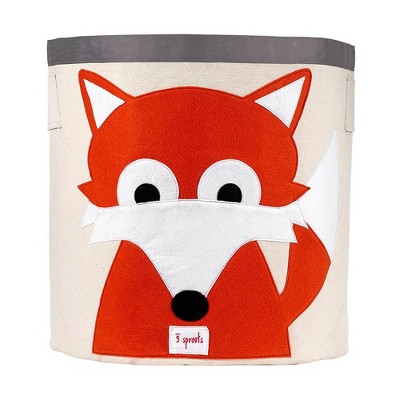 3 Sprouts UBNFOX Canvas Storage Bin Laundry and Toy Basket for Baby and Kids, Fox