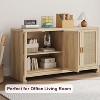 4-Door Sideboard Buffet Cabinet, Natural Rattan Storage Cabinet, Boho Entryway Console Table, Coffee Bar Station for Dining Room, Living Room - 3 of 4