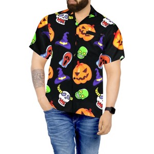 LA LEELA Mens Hawaiian Short Sleeve Button Down Shirt Men's Halloween Costumes Shirt Summer Beach Casual Shirts for Men Funny - 1 of 4