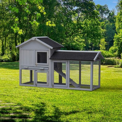 LAOTIES 2-Story Rabbit Hutch for Outdoor,Bunny Cage with Large Run,Waterproof Roof And No-Leak Tray for Small Animals