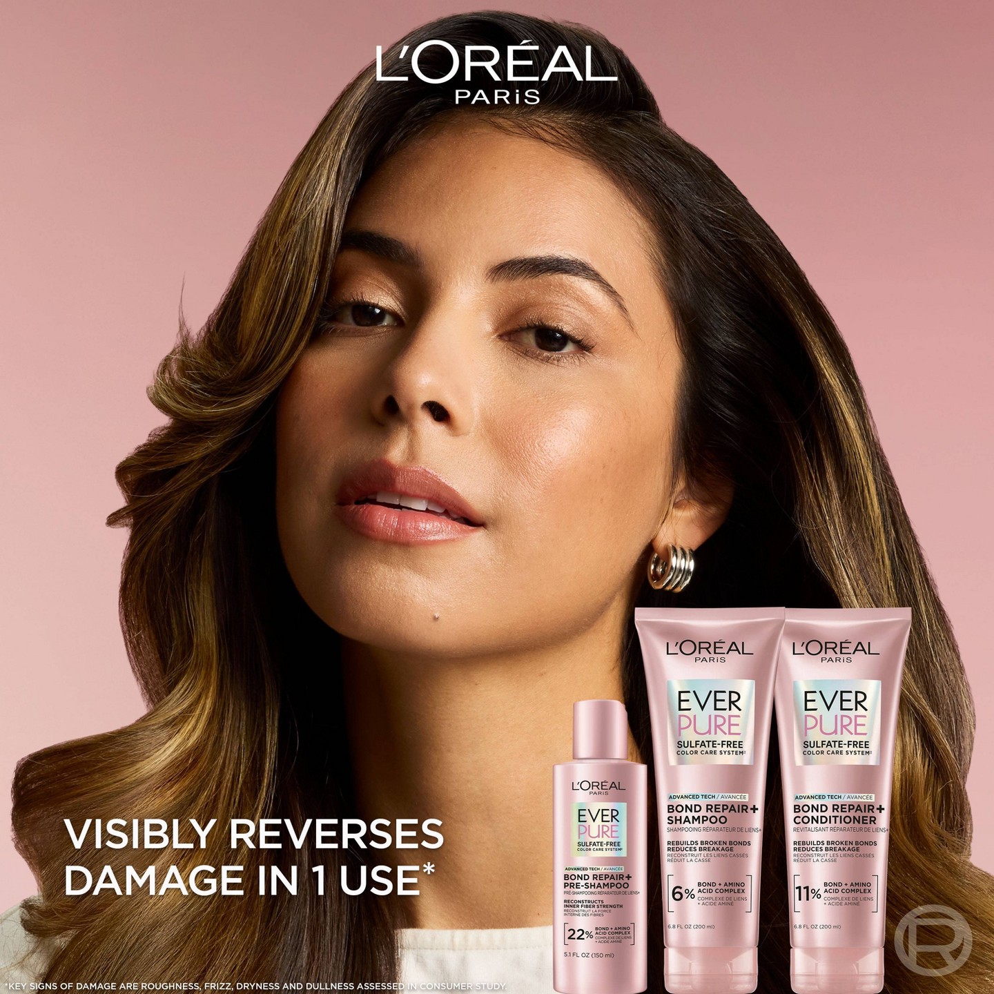 Бессульфатный шампунь для окрашенных волос L'Oreal Paris EverPure Bond Repair, 6.8 fl oz — фото 3