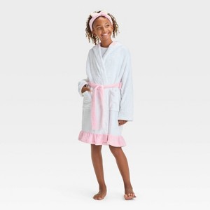 Girls' FAO Schwarz Hooded Pajama Set with Headband - White - 1 of 3