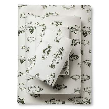 Soft Fish Pattern Fitted Sheet And Pillowcases Set,Bass Big, 49% OFF