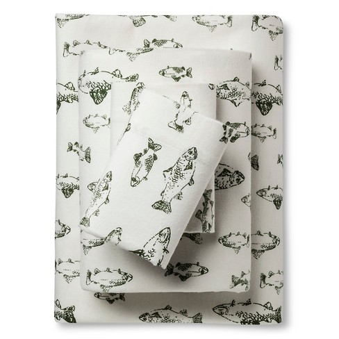 Twin Flannel Sheet Set Green School Of Fish - Eddie Bauer ...