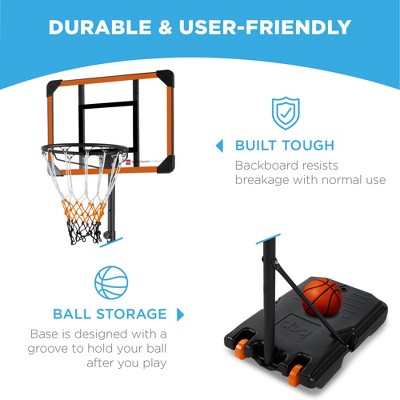 Adjustable Portable Kids Basketball Hoop with Orange and Black Backboard