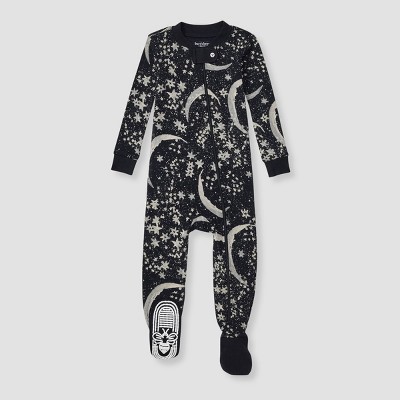 Image of Burt's Bees Baby® Baby Boys' Snug Fit Celestial Moon Footed Pajama - Black 3-6M