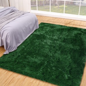 Fluffy Shaggy Rug: Tie-Dyed Furry Non-Shedding Plush Rug – Fuzzy Accent Carpet for Living Room, Bedroom | Soft Feet-Friendly Home Decor Floor Cover - 1 of 4
