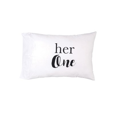 His & Hers White Cotton Standard Pillowcase Set